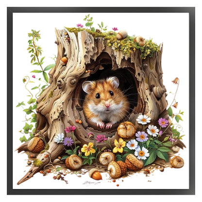 Hamster In The Tree Hole - 14CT Stamped Cross Stitch 50*50CM