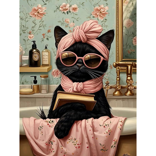 Rich Black Cat - Full Round Drill Diamond Painting 30*40CM