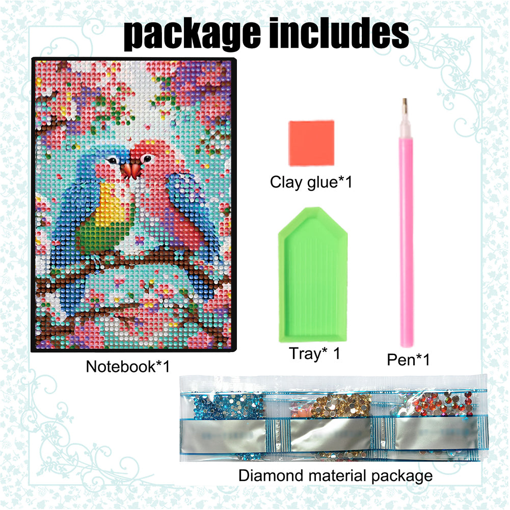 5D DIY Diamond Art Painting Notebook Kit Crystal Notepad Sketchbook for Birthday