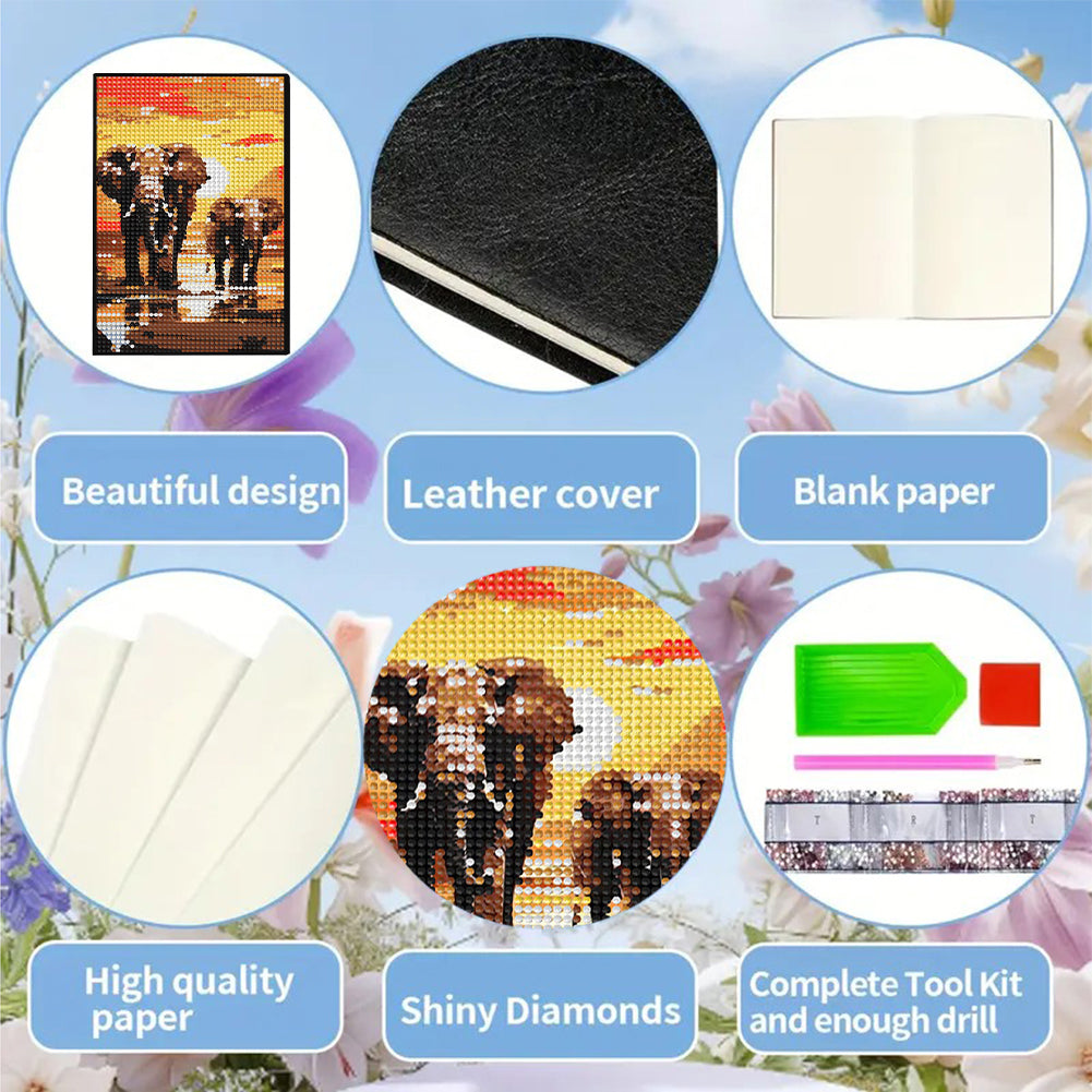 5D DIY Diamond Art Painting Notebook Kit Crystal Notepad Sketchbook for Birthday