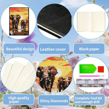 5D DIY Diamond Art Painting Notebook Kit Crystal Notepad Sketchbook for Birthday