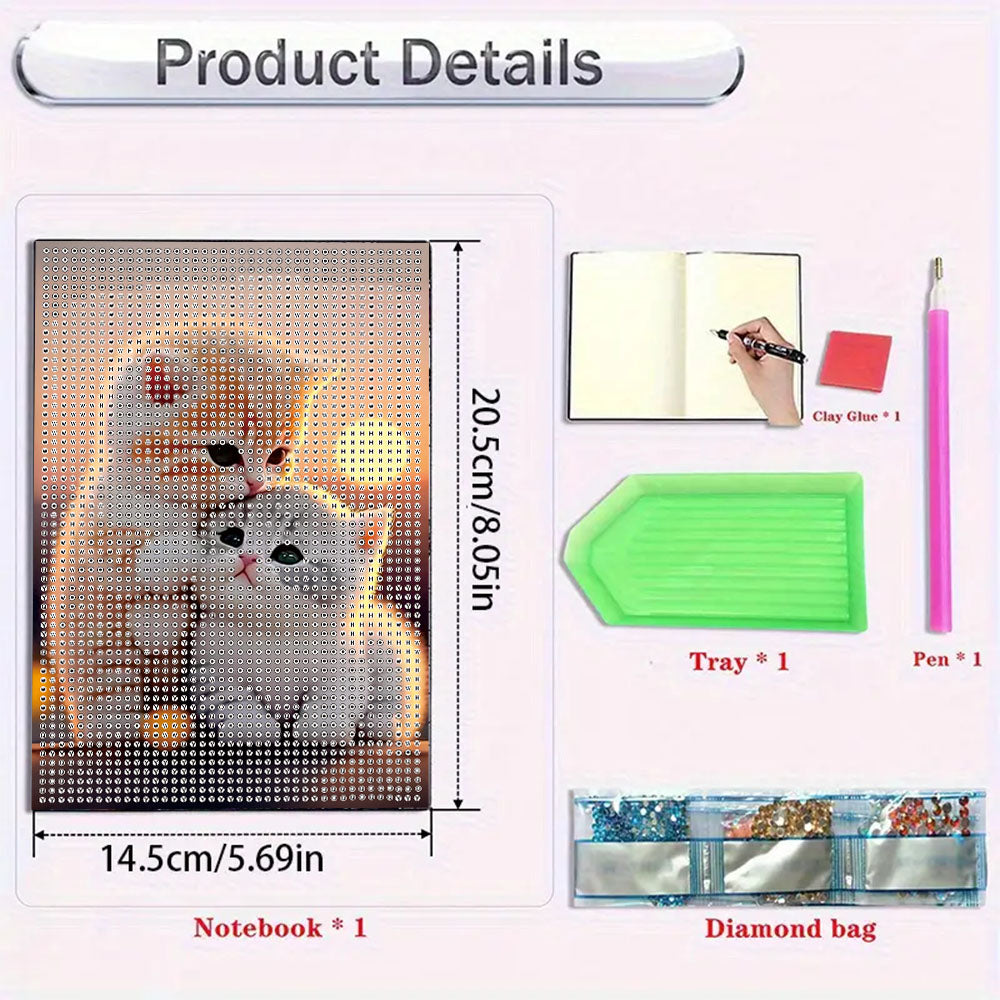 5D DIY Diamond Art Painting Notebook Kit Crystal Notepad Sketchbook for Birthday