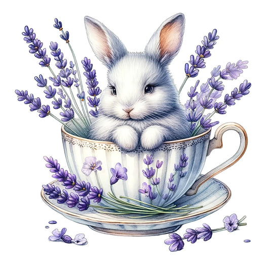 Rabbit And Lavender - Full Round Drill Diamond Painting 40*40CM