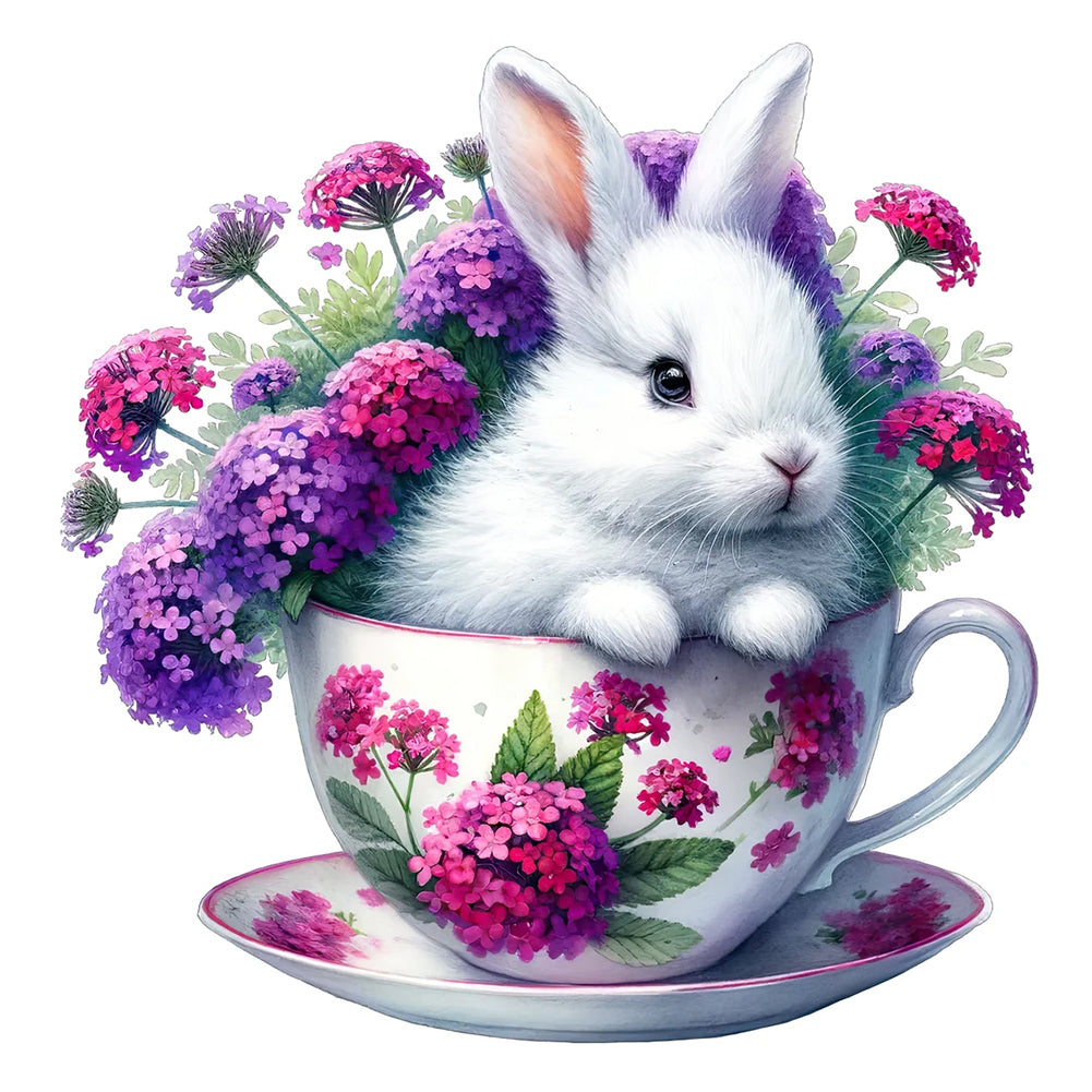 Rabbit And Flower - Full Round Drill Diamond Painting 40*40CM