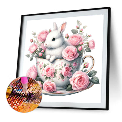 Rabbit And Rose - Full Round Drill Diamond Painting 40*40CM