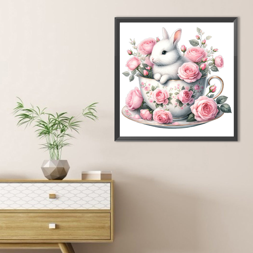 Rabbit And Rose - Full Round Drill Diamond Painting 40*40CM