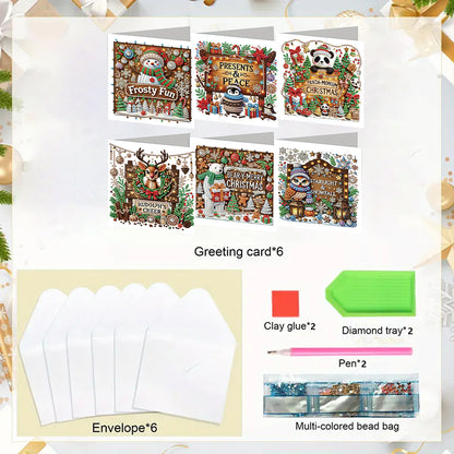 6PCS DIY Diamond Art Greeting Cards Xmas Designs Diamond Art Handmade Cards