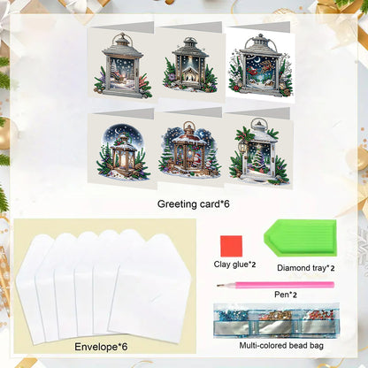 6PCS DIY Diamond Art Greeting Cards Xmas Designs Diamond Art Handmade Cards