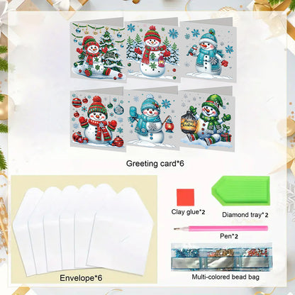 6PCS DIY Diamond Art Greeting Cards Xmas Designs Diamond Art Handmade Cards