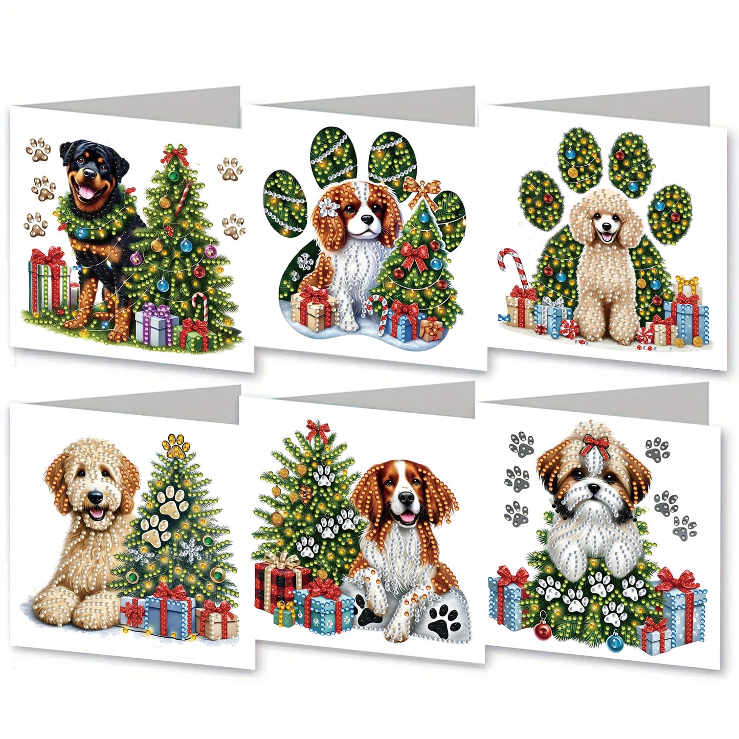 6PCS DIY Diamond Art Greeting Cards Xmas Designs Diamond Art Handmade Cards