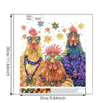 Cool Rooster - Special Shaped Drill Diamond Painting 30*30CM