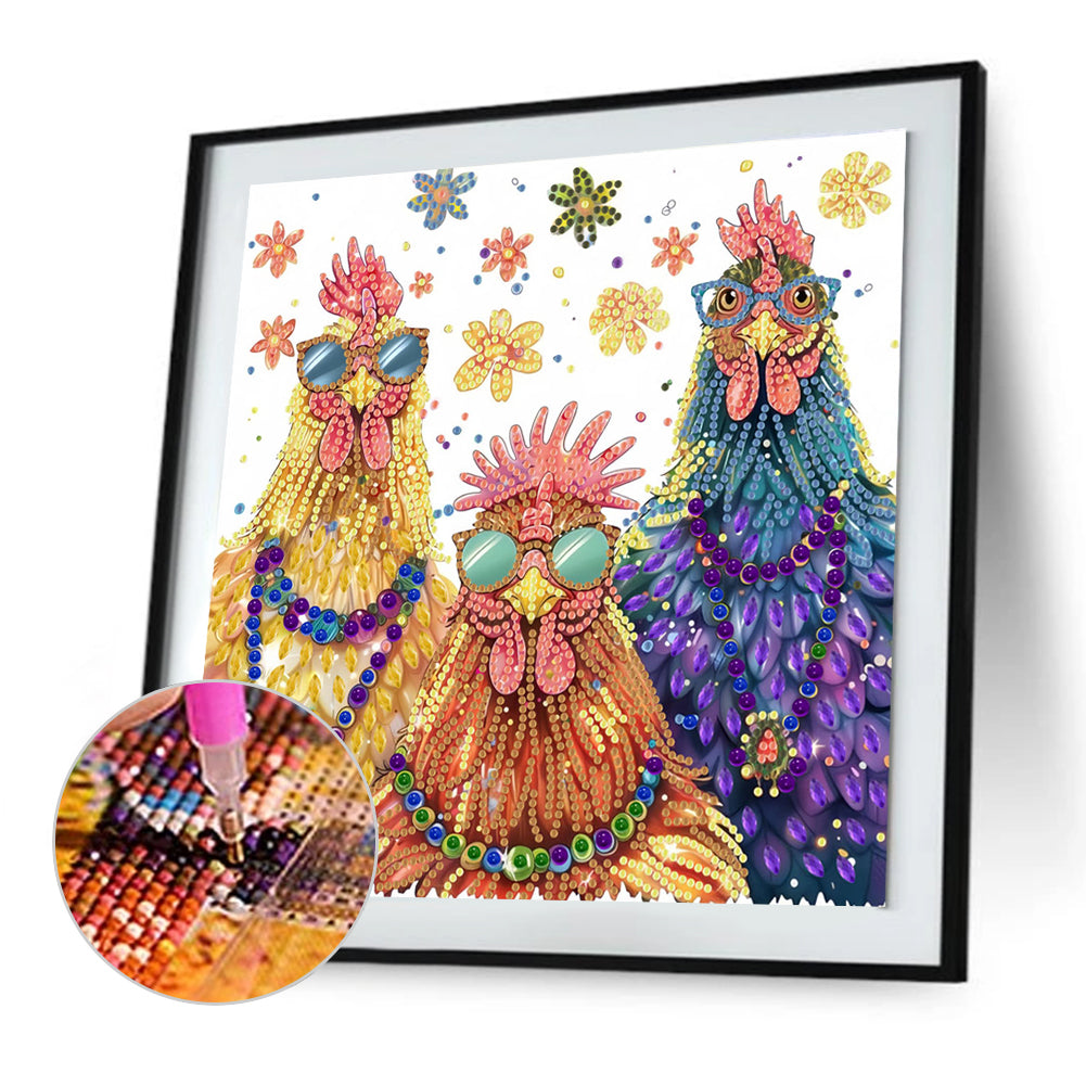Cool Rooster - Special Shaped Drill Diamond Painting 30*30CM