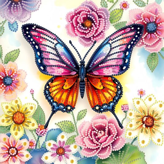 Flower And Butterfly - Special Shaped Drill Diamond Painting 30*30CM