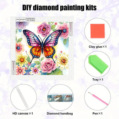 Flower And Butterfly - Special Shaped Drill Diamond Painting 30*30CM