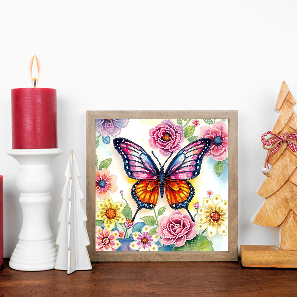 Flower And Butterfly - Special Shaped Drill Diamond Painting 30*30CM
