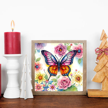 Flower And Butterfly - Special Shaped Drill Diamond Painting 30*30CM