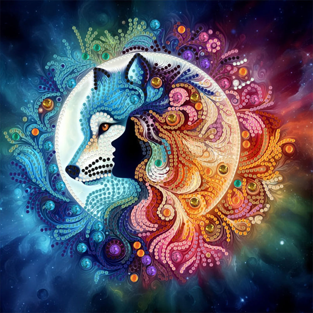 Moonlight Wolf - Special Shaped Drill Diamond Painting 30*30CM