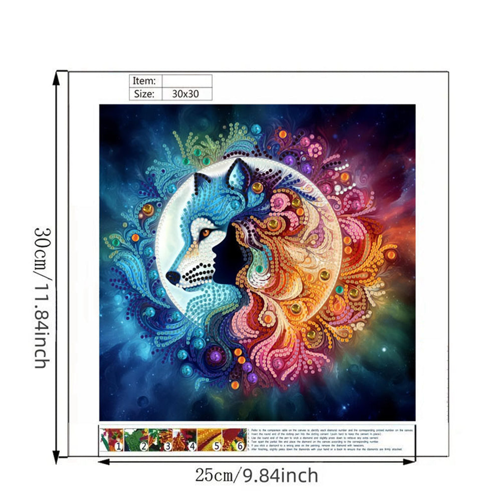 Moonlight Wolf - Special Shaped Drill Diamond Painting 30*30CM