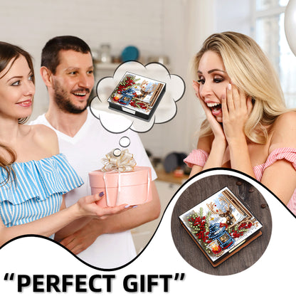 5D DIY Leather Xmas Diamond Painting Notecard Box Gem Art Sticky Note Holder
