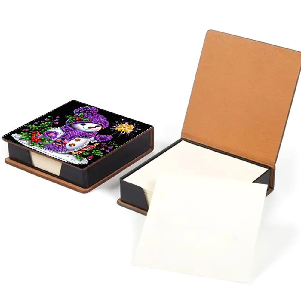 5D DIY Leather Xmas Diamond Painting Notecard Box Gem Art Sticky Note Holder