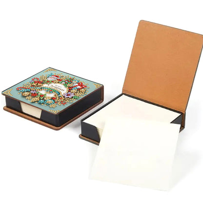 5D DIY Leather Xmas Diamond Painting Notecard Box Gem Art Sticky Note Holder