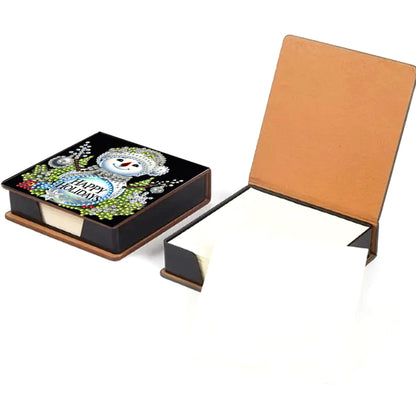 5D DIY Leather Xmas Diamond Painting Notecard Box Gem Art Sticky Note Holder