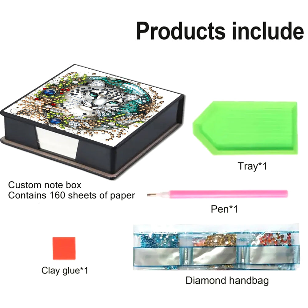 5D DIY PU Xmas Diamond Painting Notecard Box Gem Art Sticky Note Holder