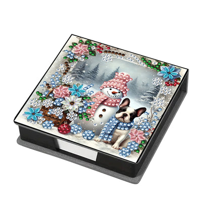 5D DIY Leather Xmas Diamond Painting Notecard Box Gem Art Sticky Note Holder