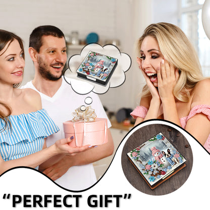 5D DIY Leather Xmas Diamond Painting Notecard Box Gem Art Sticky Note Holder
