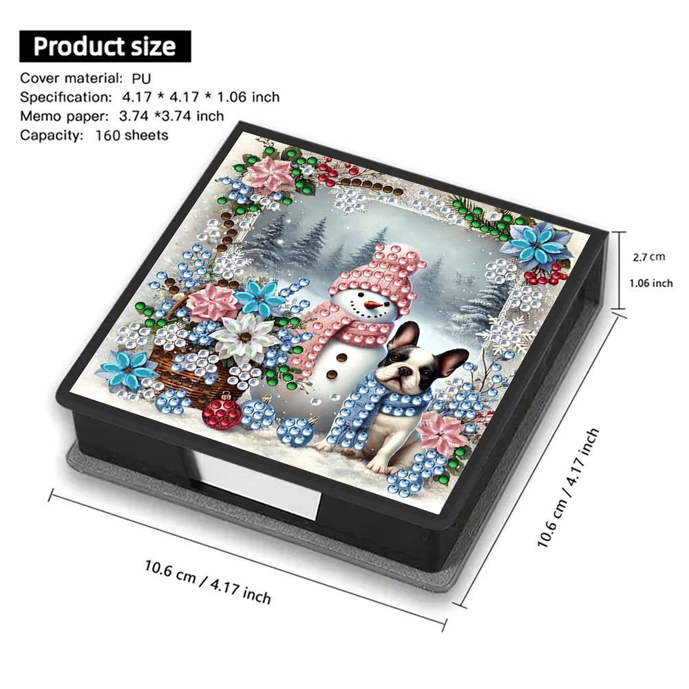 5D DIY Leather Xmas Diamond Painting Notecard Box Gem Art Sticky Note Holder
