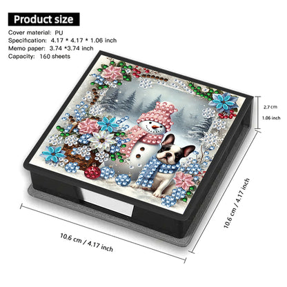 5D DIY Leather Xmas Diamond Painting Notecard Box Gem Art Sticky Note Holder