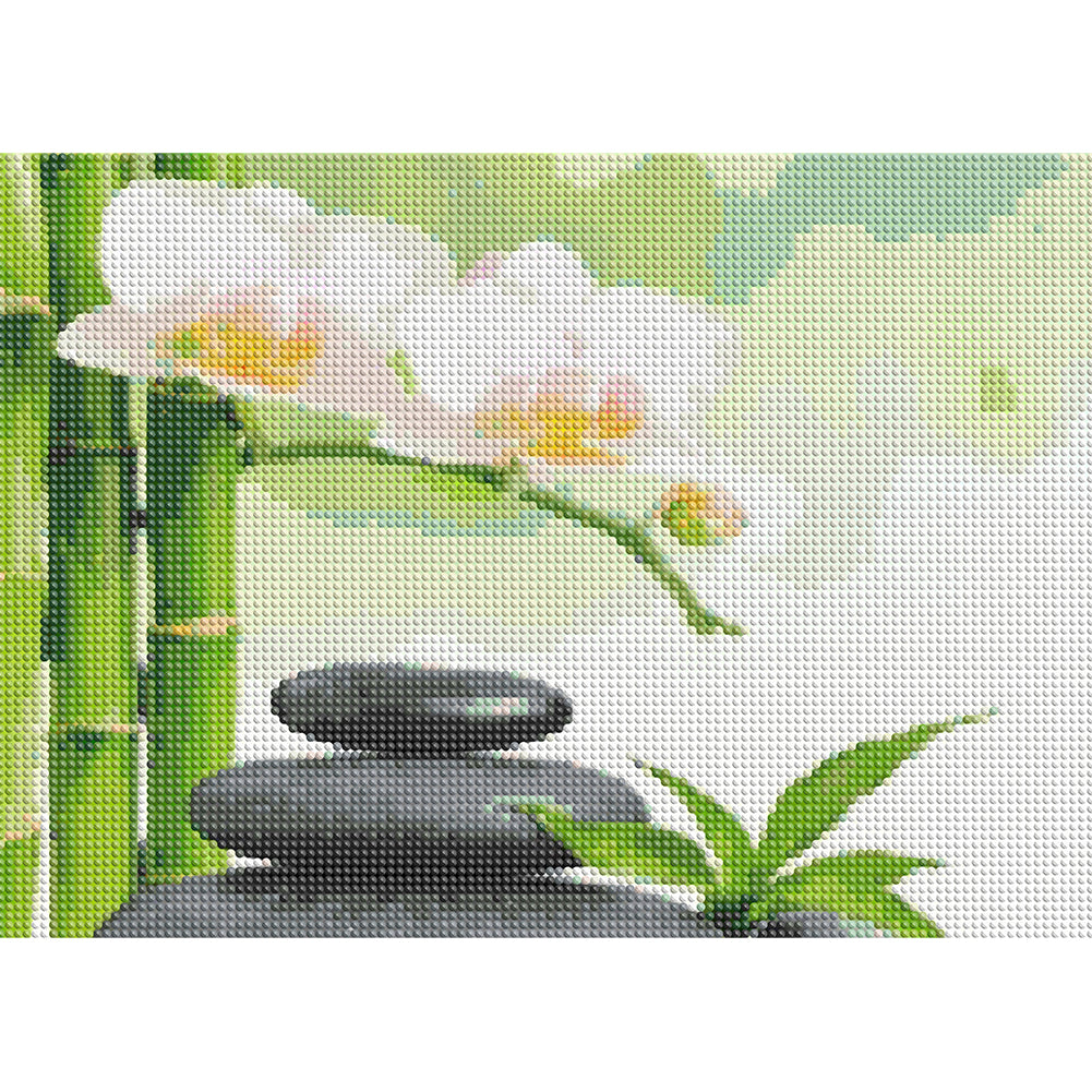 Stone Phalaenopsis Zen - Full Round Drill Diamond Painting 40*30CM