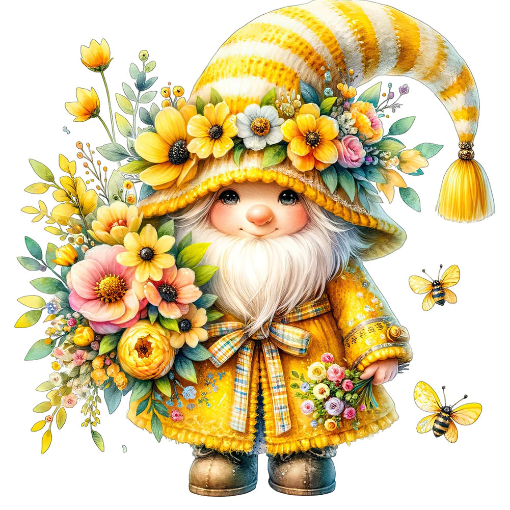 Gnome And Flower - Full Round Drill Diamond Painting 40*40CM