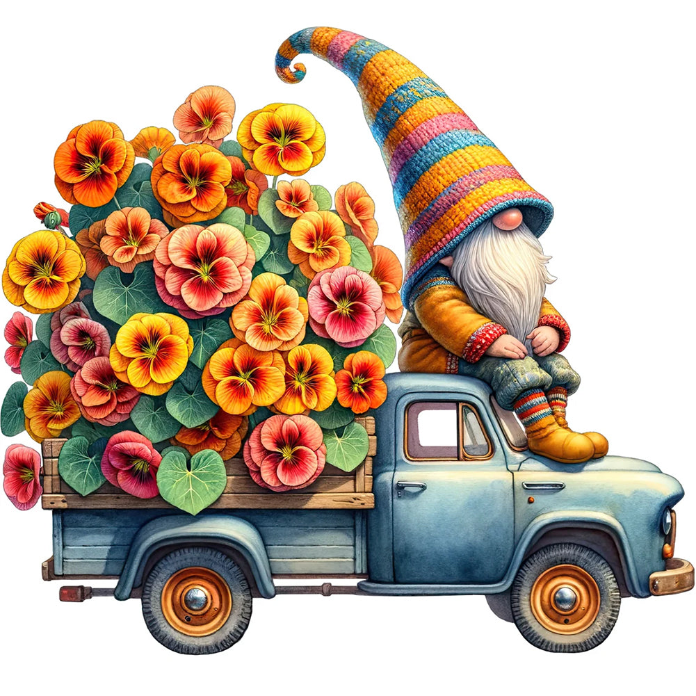 Flower Gnome - Full Round Drill Diamond Painting 40*40CM