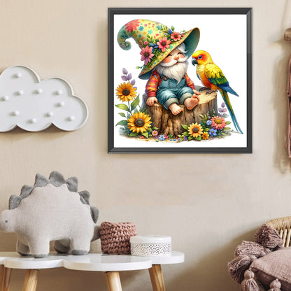 Gnome And Bird - Full Round Drill Diamond Painting 40*40CM