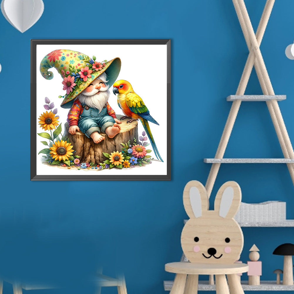 Gnome And Bird - Full Round Drill Diamond Painting 40*40CM