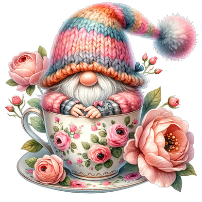 Gnome And Flower Cup - Full Round Drill Diamond Painting 40*40CM