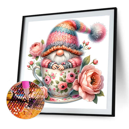 Gnome And Flower Cup - Full Round Drill Diamond Painting 40*40CM