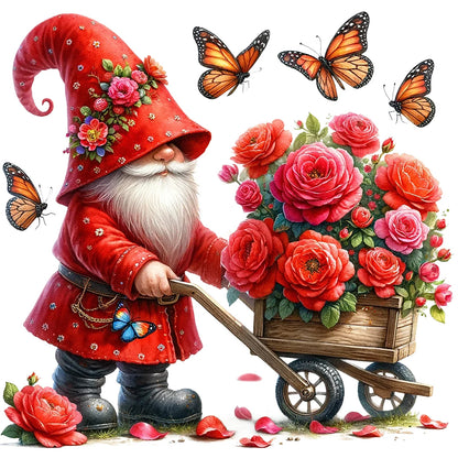 Red Rose Gnome - Full Round Drill Diamond Painting 40*40CM