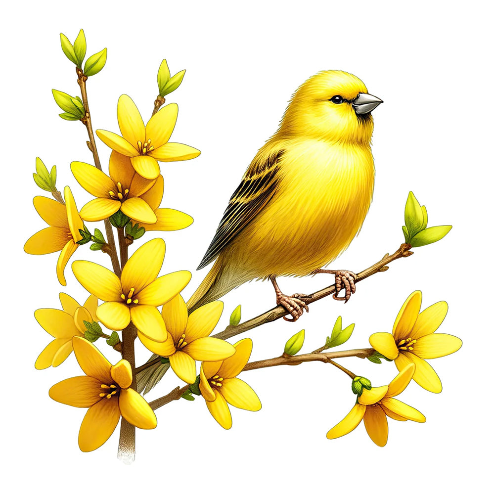Yellow Flower And Bird - Full Round Drill Diamond Painting 30*30CM