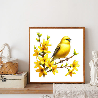 Yellow Flower And Bird - Full Round Drill Diamond Painting 30*30CM