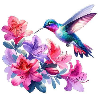 Hummingbird And Azalea - Full Round Drill Diamond Painting 30*30CM