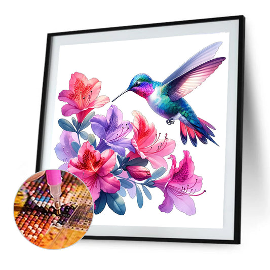 Hummingbird And Azalea - Full Round Drill Diamond Painting 30*30CM