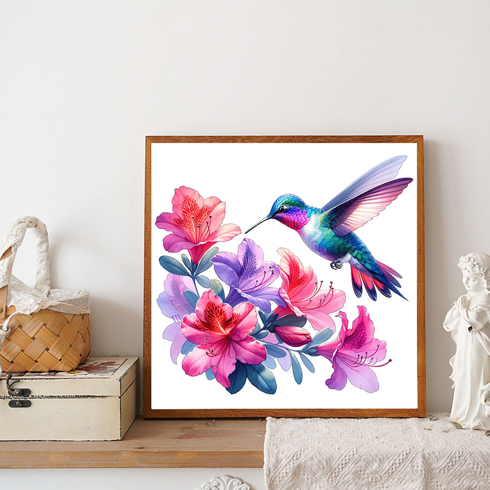Hummingbird And Azalea - Full Round Drill Diamond Painting 30*30CM