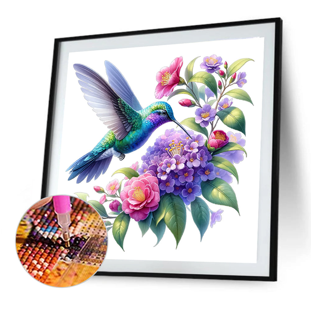 Hummingbird And Camellia - Full Round Drill Diamond Painting 30*30CM