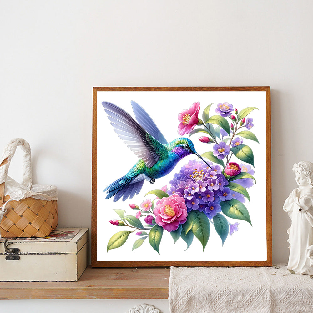Hummingbird And Camellia - Full Round Drill Diamond Painting 30*30CM