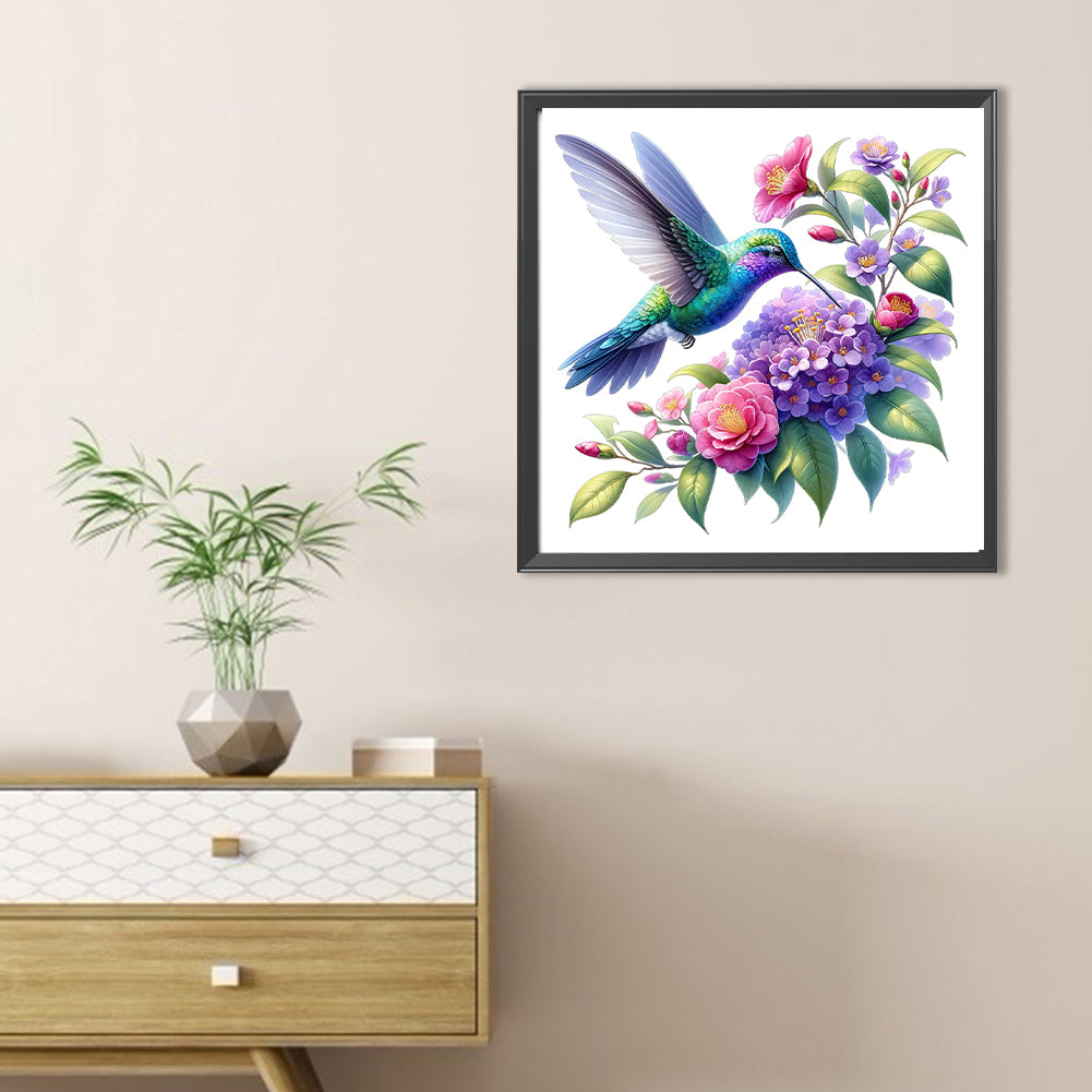 Hummingbird And Camellia - Full Round Drill Diamond Painting 30*30CM