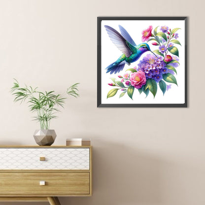 Hummingbird And Camellia - Full Round Drill Diamond Painting 30*30CM