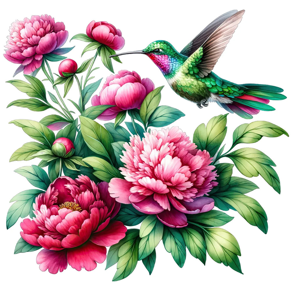 Peony And Bird - Full Round Drill Diamond Painting 30*30CM