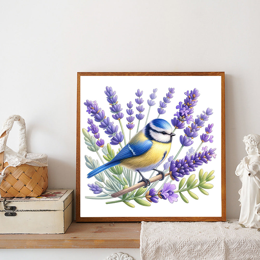 Lavender And Bird - Full Round Drill Diamond Painting 30*30CM